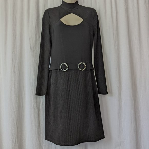 Joseph Ribkoff Black Keyhole Belted Dress Size 8 - Picture 1 of 12